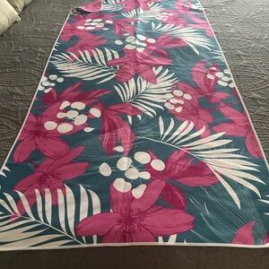 Floral Beach Towel - Pink and Teal
